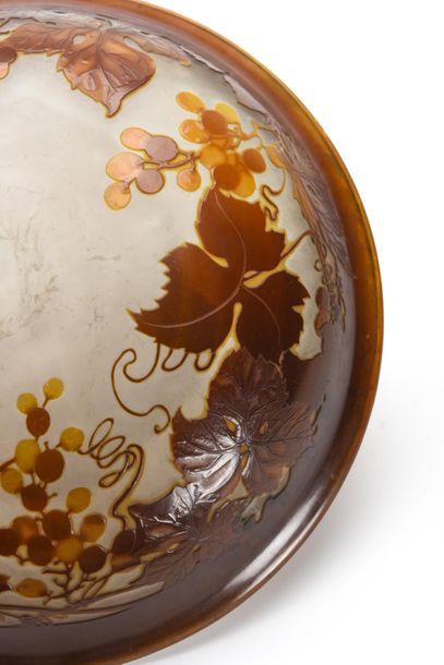 null EMILE GALLE (1846-1904)
Large vasque en verre doublé dégagé à l'acide décor...