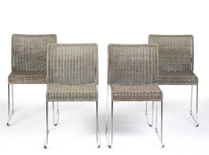 null Tito AGNOLI (né en 1931) 
Suite de quatre chaises empilages modèle S21 à structure...