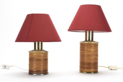 null TARGETTI Italia
Suite de deux lampes de table de forme cylindrique à base en...