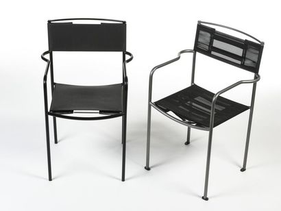 null Giandomenico BELOTTI (1922-2004) 
Suite de quatre fauteuils à structure en métal...