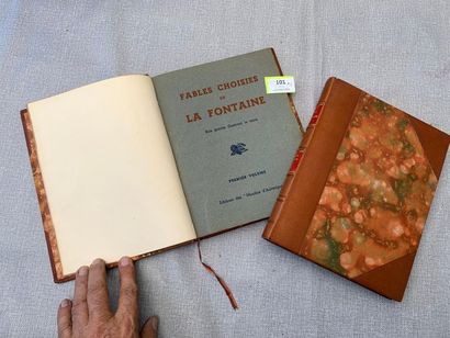 null Fables choisies de La Fontaine. 2 volumes, reliés cuir. Illustrés.