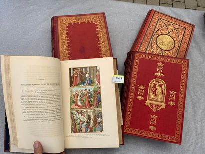 null 4 volumes in-4 XIXe présentés dans de belles reliures. Gravures.