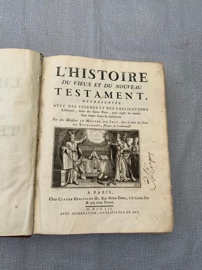 null Royaumont. L'histoire du vieux et du nouveau testament. 1 volume relié cuir....