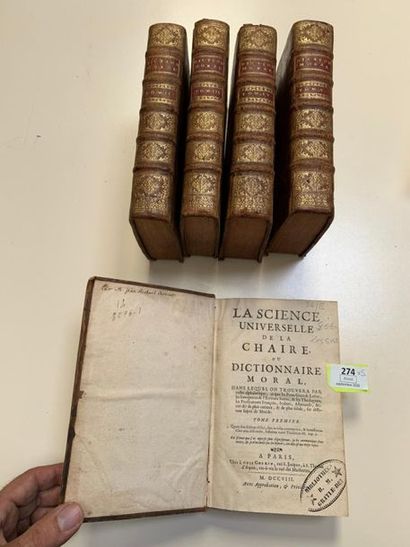 null Science universelle de la chaire ou Dictionnaire moral. 5 volumes. 1708. Pleine...