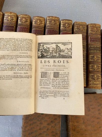null Bible XVIIIe. Un ensemble de 25 sur 30 volumes (1742-1746). Très bel reliure...
