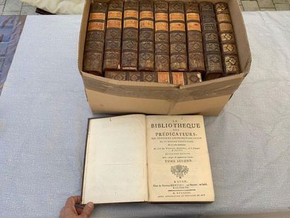 null Houdry. La bibliothèque des prédicateurs. 11 volumes in-4, reliés cuir.