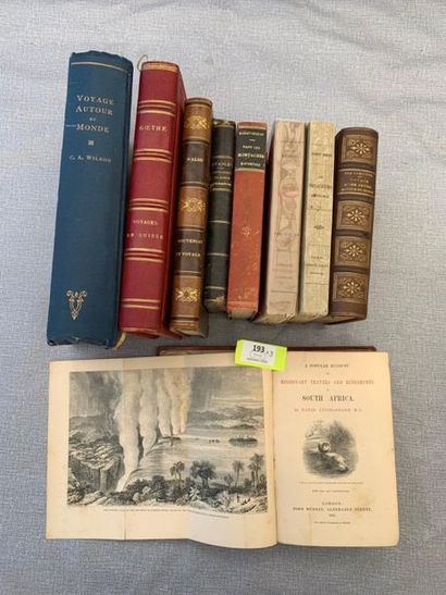 null Voyages. Un ensemble de 9 volumes XIXe/XXe, dont : Livingston, Stanley, Goethe,...