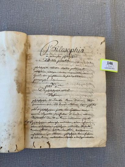 null Manuscrit, en latin, de philosophie. Daté, 1760. (Galeries de vers, acciden...