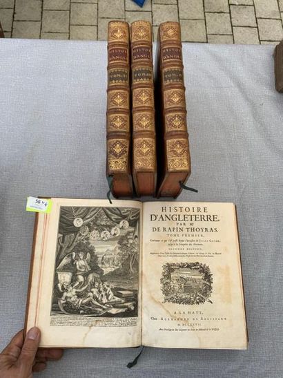 null Rapin Thoyras. Historie d'Angleterre. 4 volumes in-4, reliés plein veau, ornés...