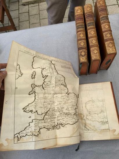 null Rapin Thoyras. Historie d'Angleterre. 4 volumes in-4, reliés plein veau, ornés...