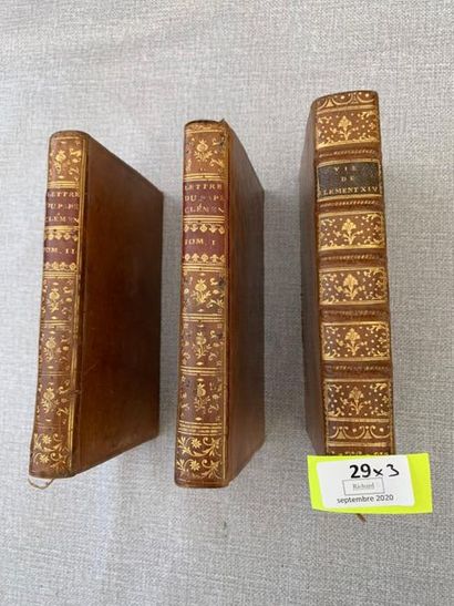 null Les lettres du Pape Clément XIV. 2 volumes.1776 + la vie du Pape Clément XI...