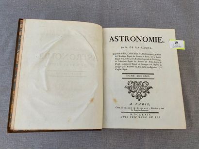 null La Lande. Astronomie. Tome II seul. 1764. 1 volume in-4. Nombreuses planches....