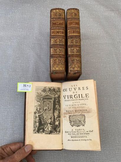 null OEuvres de Virgile. 3 volumes.1736. reliure d'époque