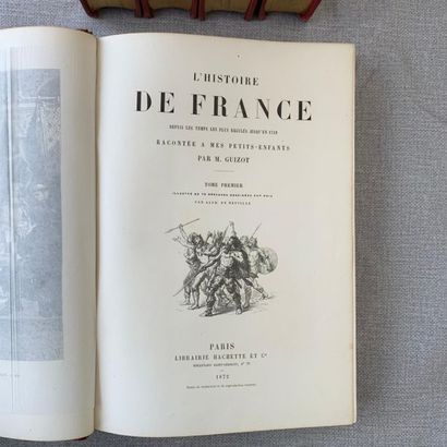 null Guizot. Histoire de France. 5 volumes en demi-chagrin très ornés de l'éditeur....