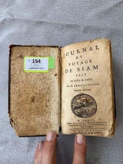 null Choisy. Journal du voyage de Siam fait en 1685 et 1686. Paris, 1687. Reliure...