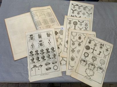 null [Héraldique] Un lot de 12 planches in-folio XVIIIe.