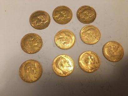 null 10 pièces 20 francs or Napoléon III tête nue