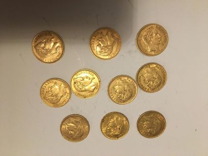 null 10 pièces or 20 franc Napoléon III Lauré