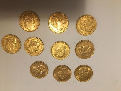 null 10 pièces or 20 francs Napoléon III Lauré