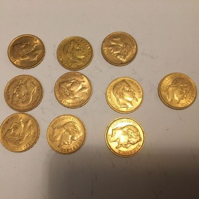 null 10 pièces or 20 francs Napoléon III Lauré