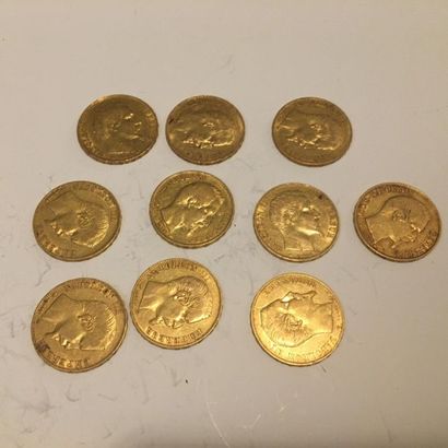 null 10 pièces or 20 francs Napoléon III tête nue