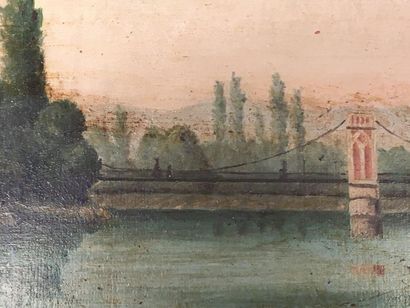 null Vue de la Saône
Pont de Trévoux
Huile sur carton
27 x 36 cm