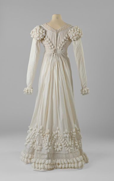 null Etonnante robe néo-classique du Premier Empire en coton blanc et mousseline,...