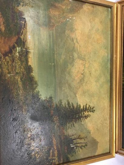 null Sous bois et lac de montagne
paire de paysages panneaux signé
34 x 48 cm
