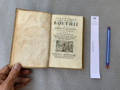 null Boèce. De consolatione philosophiae. Un volume relié vélin. 1721.