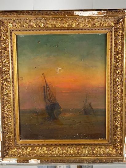 null Jules NOEL (1810-1881)
bateaux au crepuscule 
huile sur toile 
45 x 36 cm
signée...