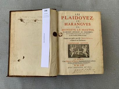null Les plaidoyers et harangues de Monsieur le Maistre. 1 volume in-4, 1659.
