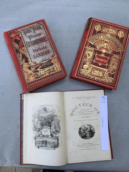 null Jules Verne. Hetzel. Un ensemble de 3 volumes dont 2 cartonnages. (Accident...