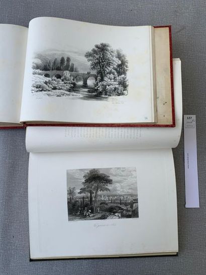 null Un ensemble de 2 cartonnages XIXe : Vues et monuments, 1859 et Album de dessins...