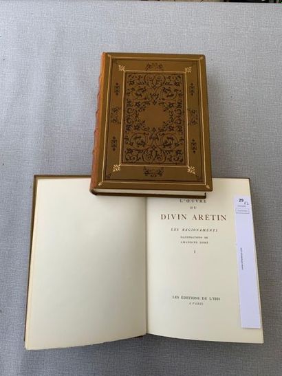 null L'oeuvre du Divin aretin. Illustré par Amandine Doré. 2 volumes reliés cuir...