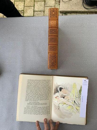 null L'oeuvre du Divin aretin. Illustré par Amandine Doré. 2 volumes reliés cuir...