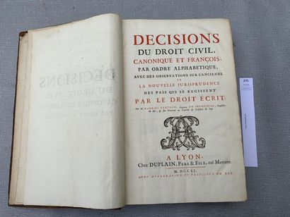 null Berthon de Fromental Décisions du droit civil, canonique et français. In-folio....