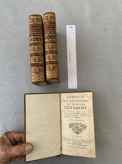 null Abrégé de l'Histoire de l'Ancien testament. 3 volumes reliés cuir. Paris, 1...
