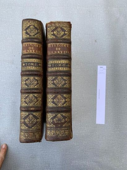 null Varillas. Histoire de Henry III. 2 volumes in-4, reliés cuir. (Complet). Paris,...
