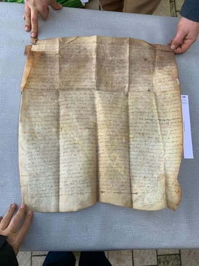 null Parchemin manuscrit Contrat de mariage daté du 1 aout 1579.
