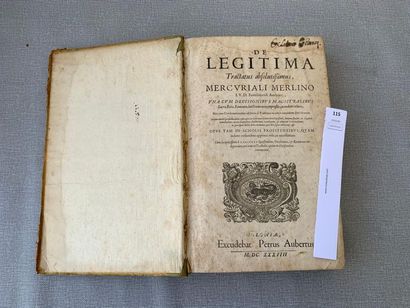 null Merlin. De Legitima. 1 volume, petit in-folio. 1634.