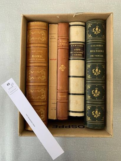 null Italie. 5 volumes XIXe/XXe, dont, Galibert, Histoire de Venise (gravures) relié,...