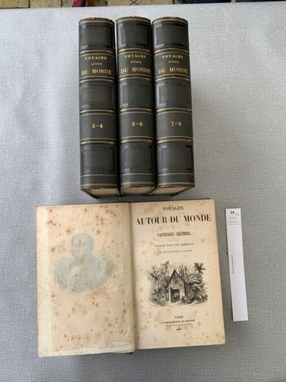 null Lafond. Voyages autour du Monde, et Naufrages célèbres. 8 tomes en 4 volumes....