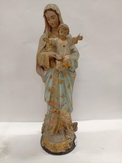 null Statue Vierge à l'enfant en plâtre
H : 62 cm
Quelques amnques