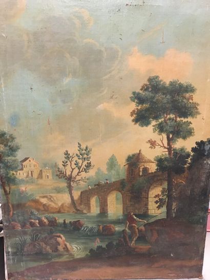 null Paysage animé au pont 

Huile sur toile

158 x 112 cm