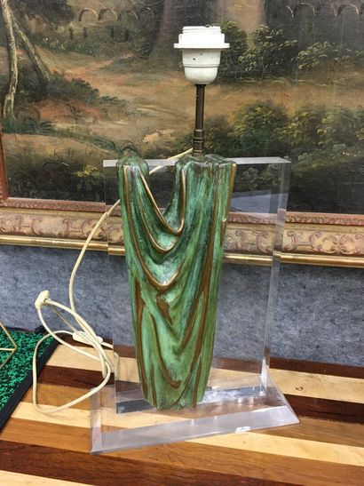 null Lampe de bureau en plexiglas en bronze 

H : 50 cm