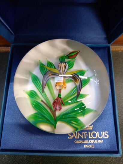 null Saint Louis boule sulfure à décor d'orchidée