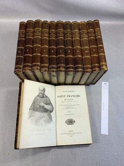null OEuvres complètes de Saint-François de Sales. 12 volumes, demi-reliures en cuir....