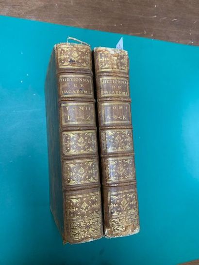 null Dictionnaire de l'Académie Française. 2 volumes in-4 reliés cuir. Avignon, ...