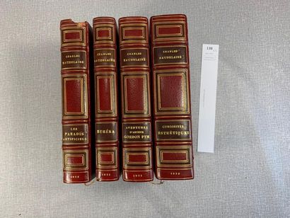 null Baudelaire. Un ensemble de 4 volumes d'oeuvres diverses reliés demi-maroquin...