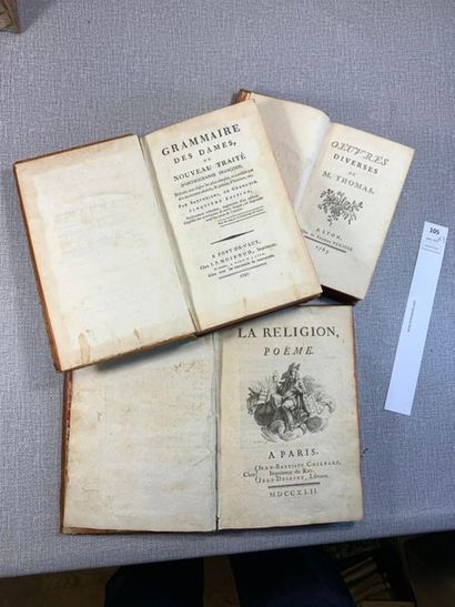 null Un ensemble de 3 volumes reliés XVIIIe, dont, La Grammaire des dames, édité...